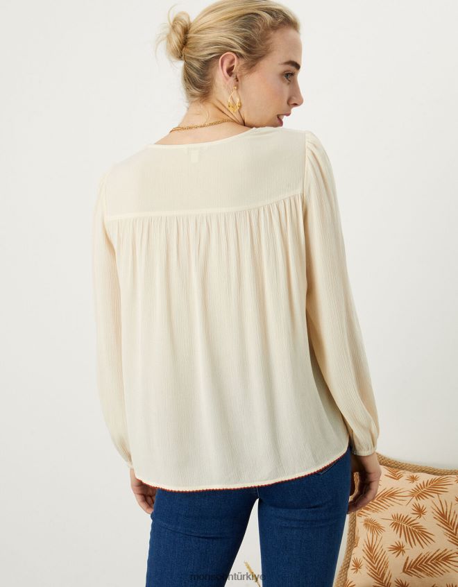 Monsoon kadınlar tığ işi önlük bluz JH86BT1136 Giyim fildişi