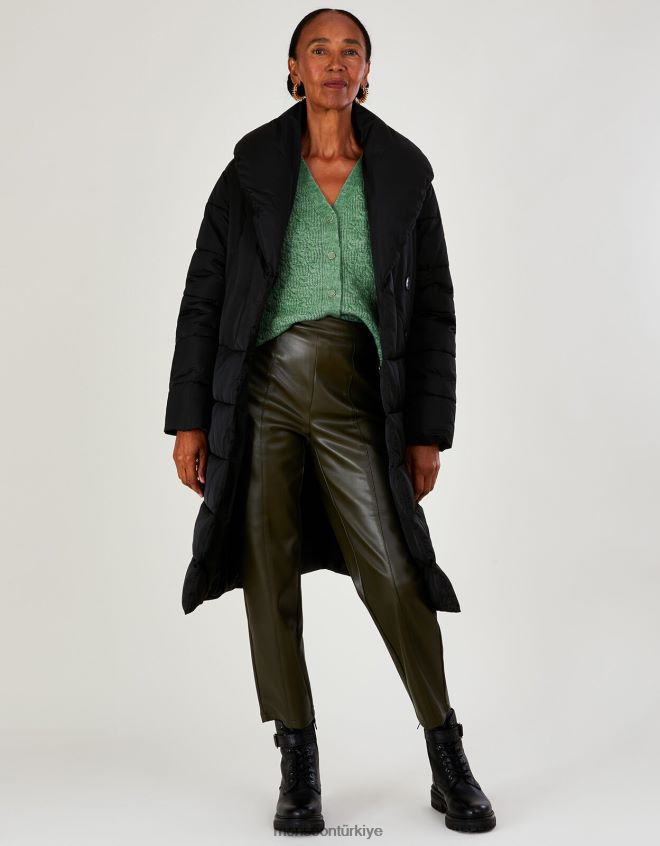 Monsoon kadınlar Geri dönüştürülmüş polyesterden stephie dikiş detaylı dolgulu ceket JH86BT417 Giyim siyah