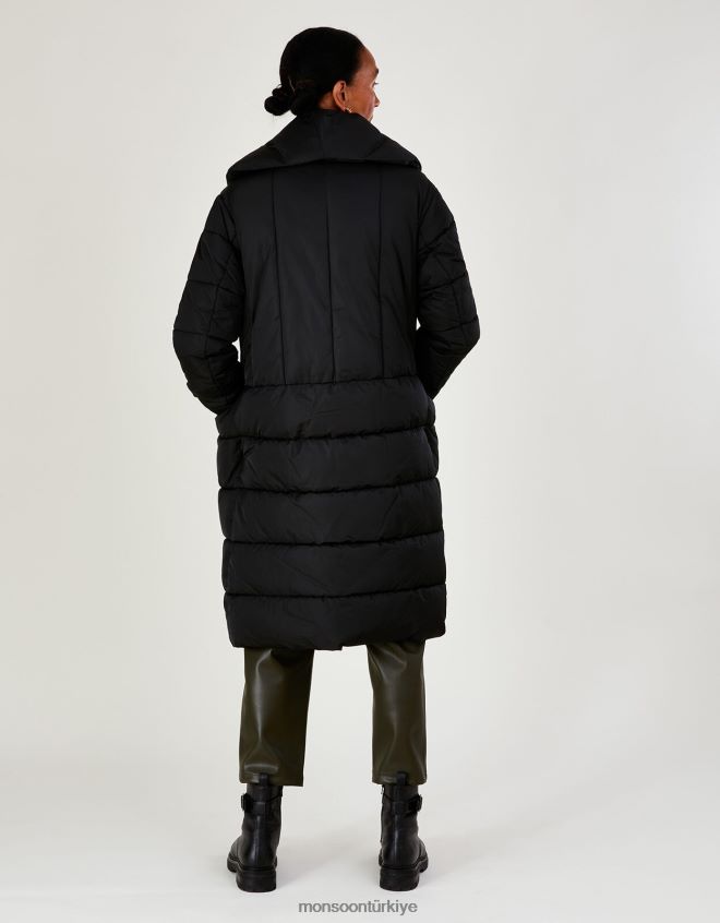 Monsoon kadınlar Geri dönüştürülmüş polyesterden stephie dikiş detaylı dolgulu ceket JH86BT417 Giyim siyah