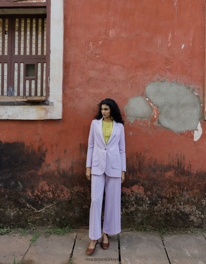 Monsoon kadınlar Lauren düz blazer JH86BT442 Giyim mor (leylak)