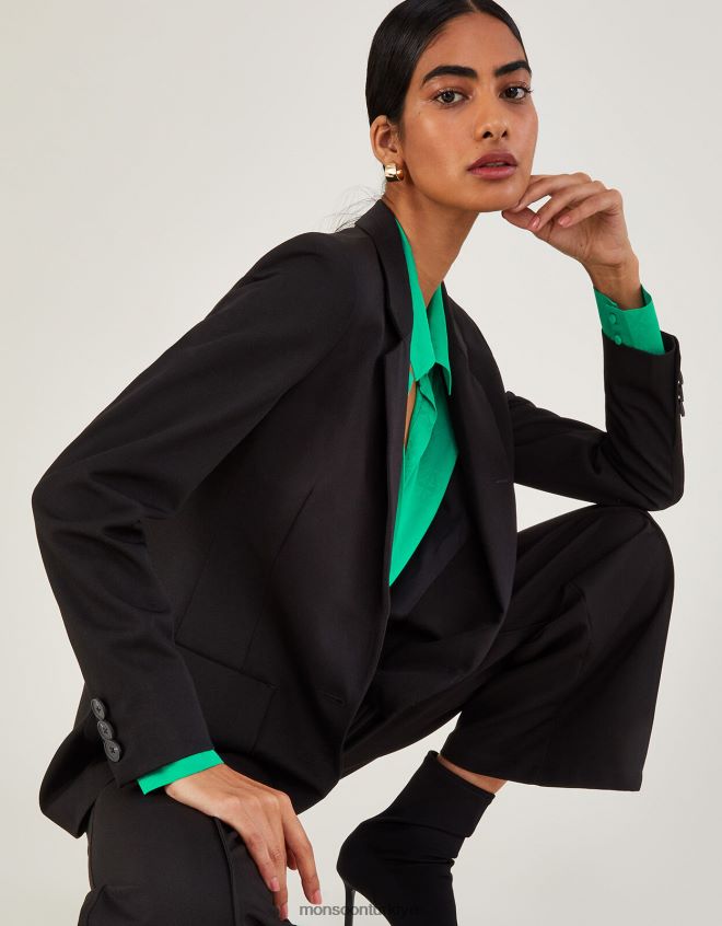 Monsoon kadınlar Lauren düz blazer JH86BT640 Giyim siyah