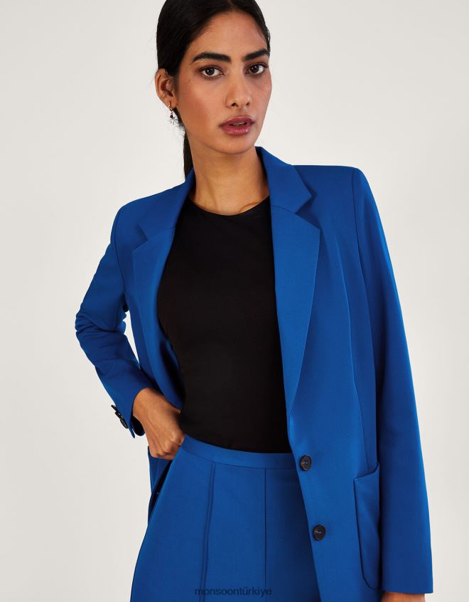 Monsoon kadınlar Lauren düz blazer JH86BT964 Giyim mavi