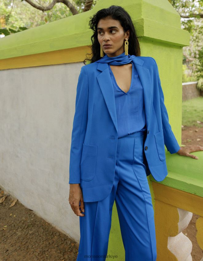 Monsoon kadınlar Lauren düz blazer JH86BT964 Giyim mavi