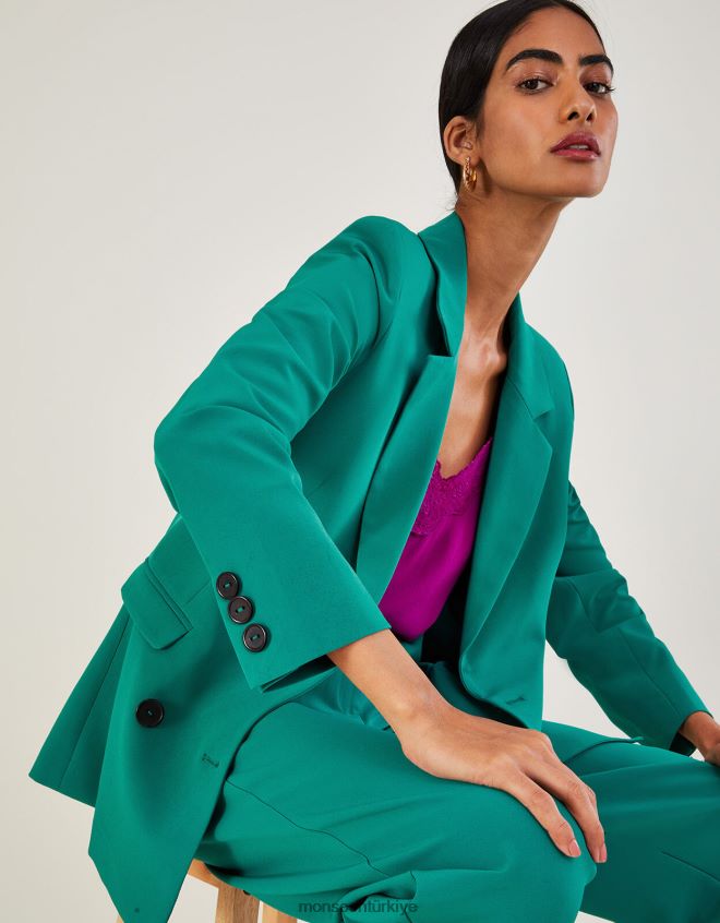 Monsoon kadınlar Madelyn kruvaze ceket JH86BT1009 Giyim yeşil