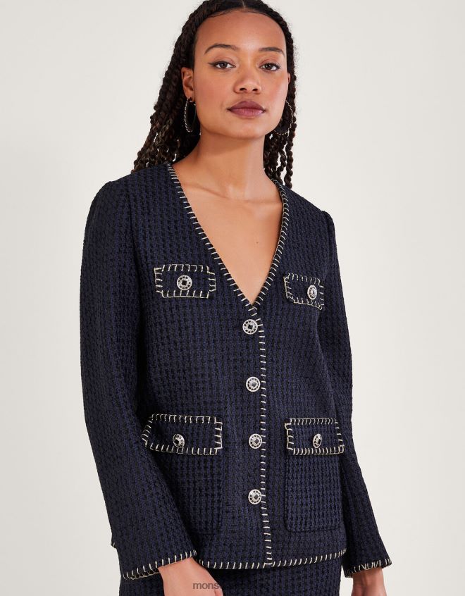 Monsoon kadınlar Tilly tüvit blazer JH86BT130 Giyim siyah