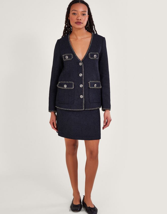 Monsoon kadınlar Tilly tüvit blazer JH86BT130 Giyim siyah