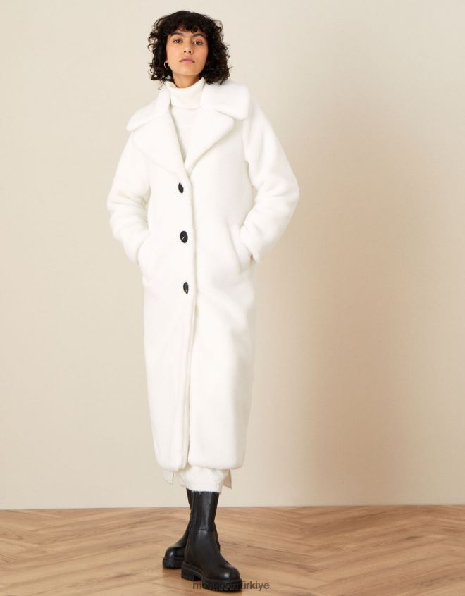 Monsoon kadınlar Trinity uzun oyuncak ceket JH86BT722 Giyim fildişi