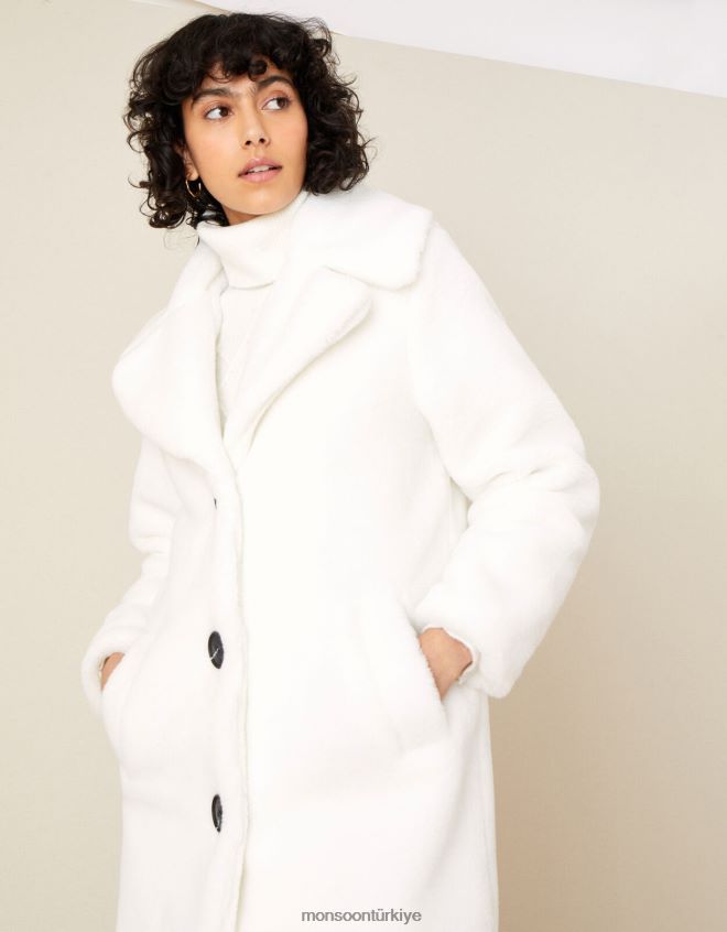 Monsoon kadınlar Trinity uzun oyuncak ceket JH86BT722 Giyim fildişi