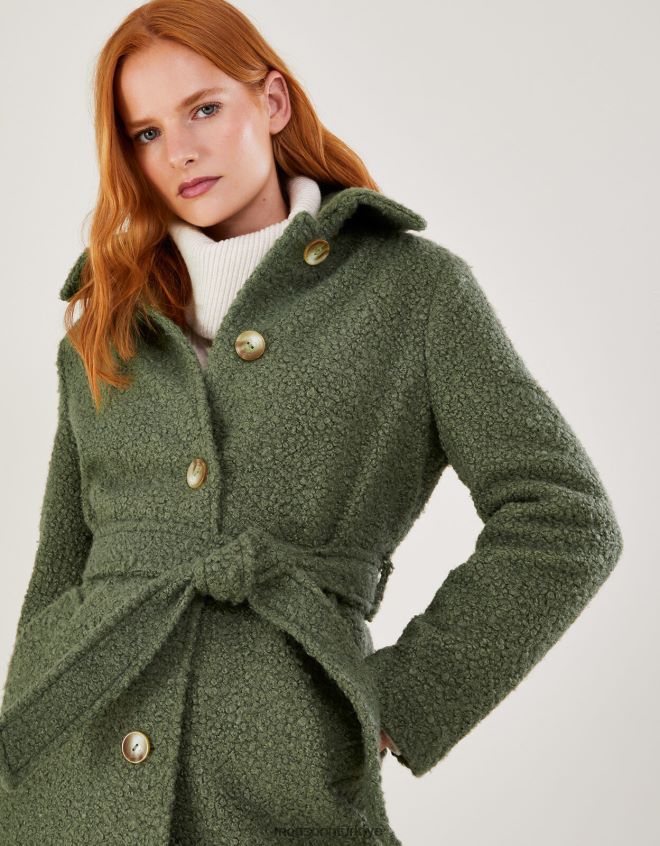 Monsoon kadınlar blair buklet tek göğüslü kemerli kaban JH86BT445 Giyim yeşil