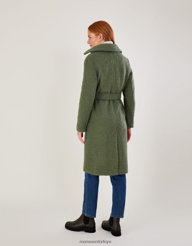 Monsoon kadınlar blair buklet tek göğüslü kemerli kaban JH86BT445 Giyim yeşil