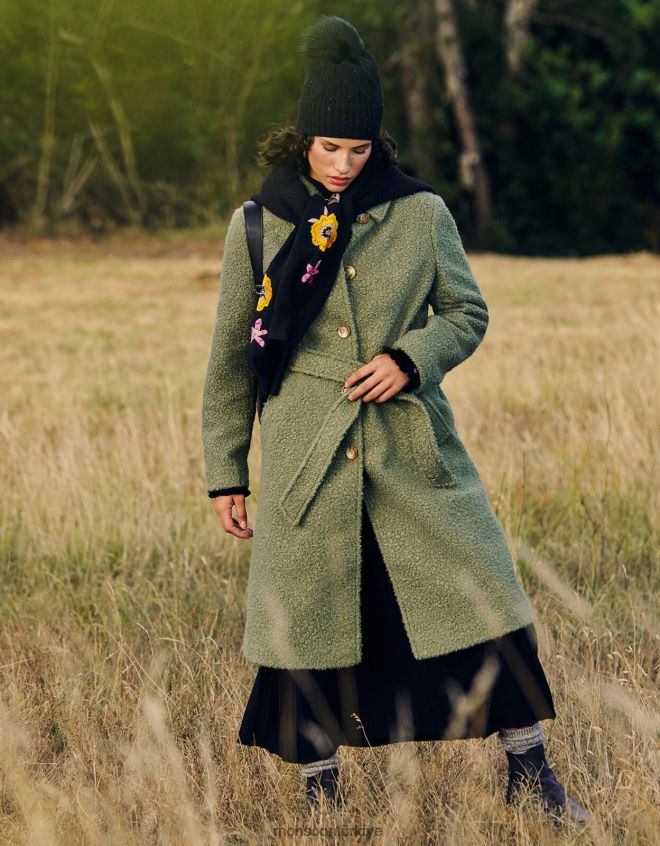 Monsoon kadınlar blair buklet tek göğüslü kemerli kaban JH86BT445 Giyim yeşil