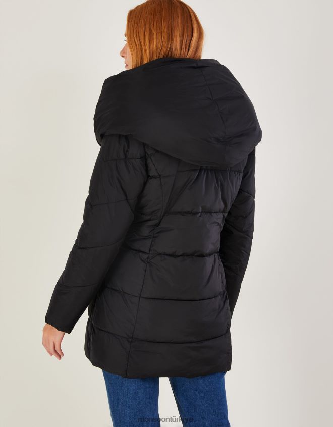 Monsoon kadınlar geri dönüştürülmüş polyesterden Laura dolgulu kısa kaban JH86BT601 Giyim siyah