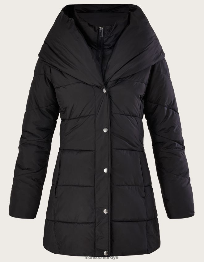 Monsoon kadınlar geri dönüştürülmüş polyesterden Laura dolgulu kısa kaban JH86BT601 Giyim siyah