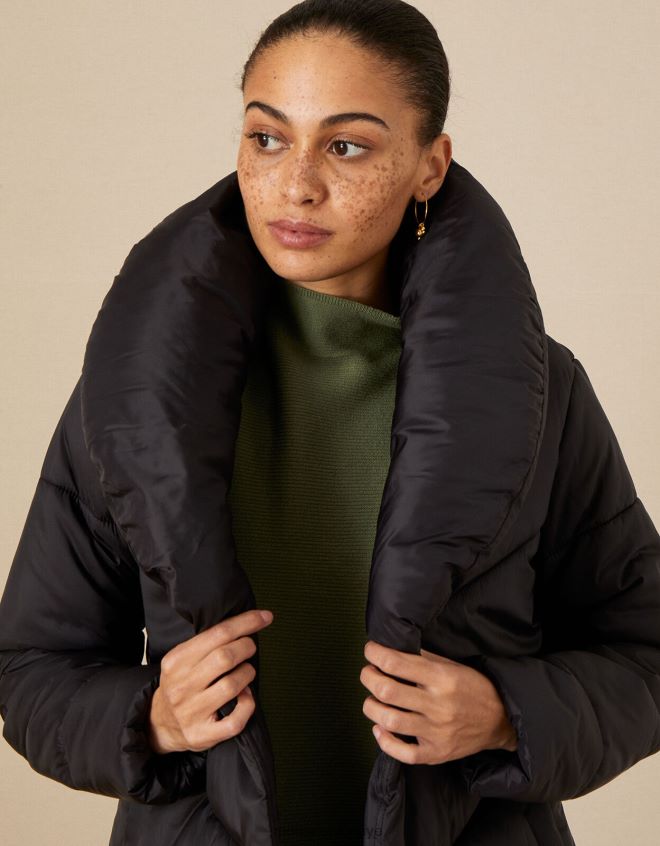 Monsoon kadınlar geri dönüştürülmüş polyesterden clara longline dolgulu maxi ceket JH86BT395 Giyim siyah