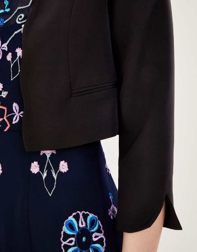 Monsoon kadınlar geri dönüştürülmüş polyesterden hortensia fistolu kısa ceket JH86BT364 Giyim siyah