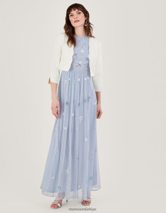 Monsoon kadınlar geri dönüştürülmüş polyesterden hortensia fistolu kısa ceket JH86BT816 Giyim fildişi