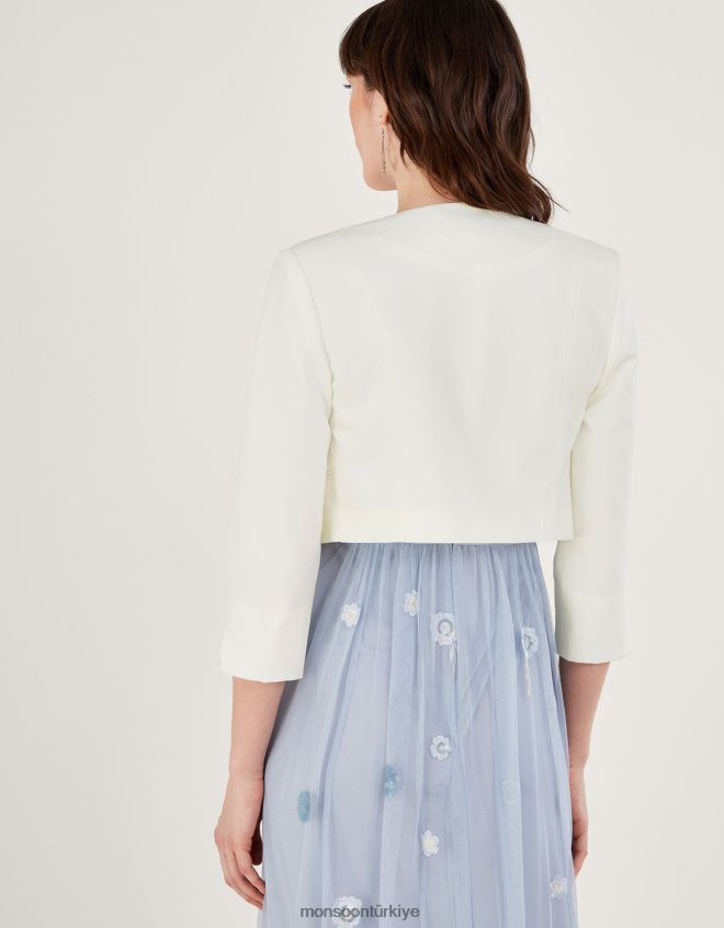 Monsoon kadınlar geri dönüştürülmüş polyesterden hortensia fistolu kısa ceket JH86BT816 Giyim fildişi