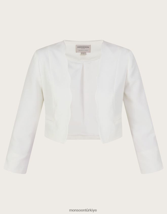 Monsoon kadınlar geri dönüştürülmüş polyesterden hortensia fistolu kısa ceket JH86BT816 Giyim fildişi
