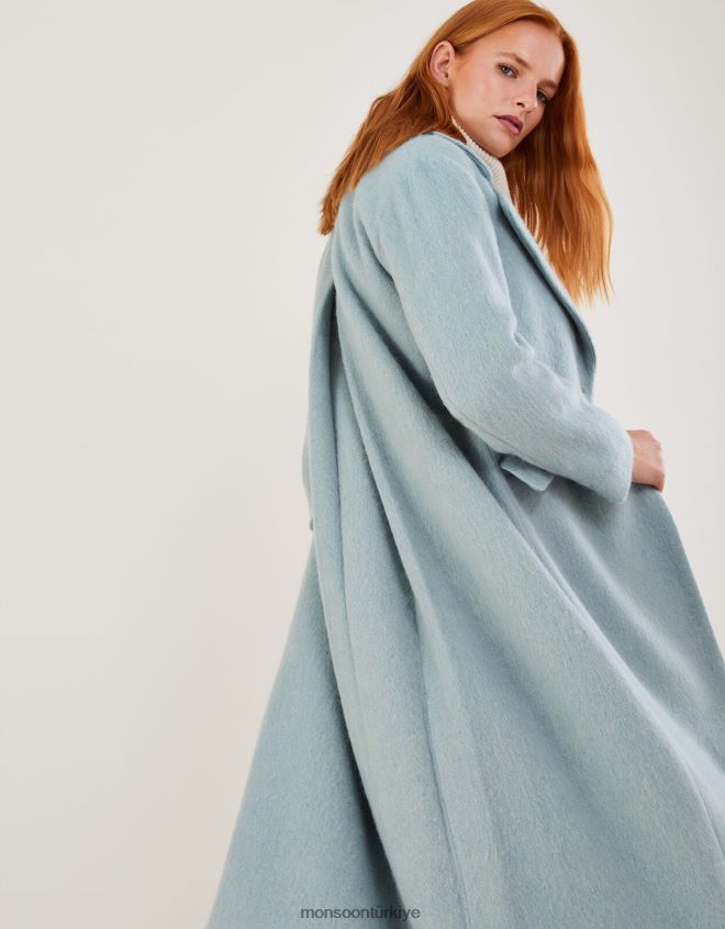 Monsoon kadınlar jenny geri dönüştürülmüş polyesterden fırçalanmış yünlü akıllı ceket JH86BT481 Giyim yeşil (nane)