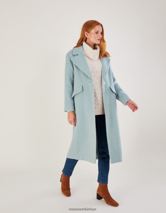 Monsoon kadınlar jenny geri dönüştürülmüş polyesterden fırçalanmış yünlü akıllı ceket JH86BT481 Giyim yeşil (nane)