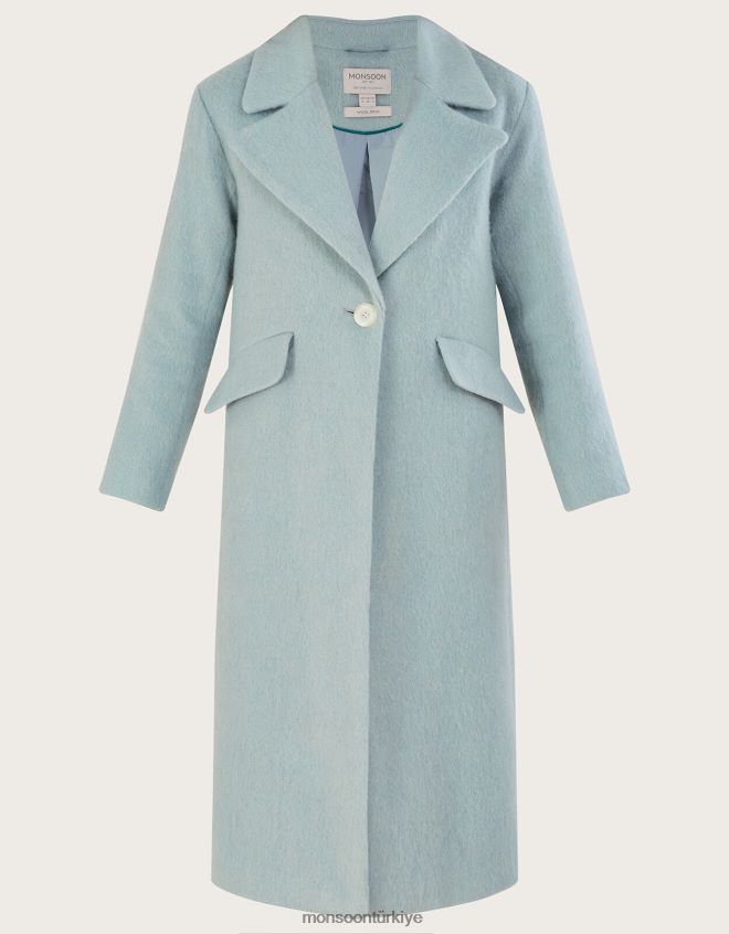 Monsoon kadınlar jenny geri dönüştürülmüş polyesterden fırçalanmış yünlü akıllı ceket JH86BT481 Giyim yeşil (nane)