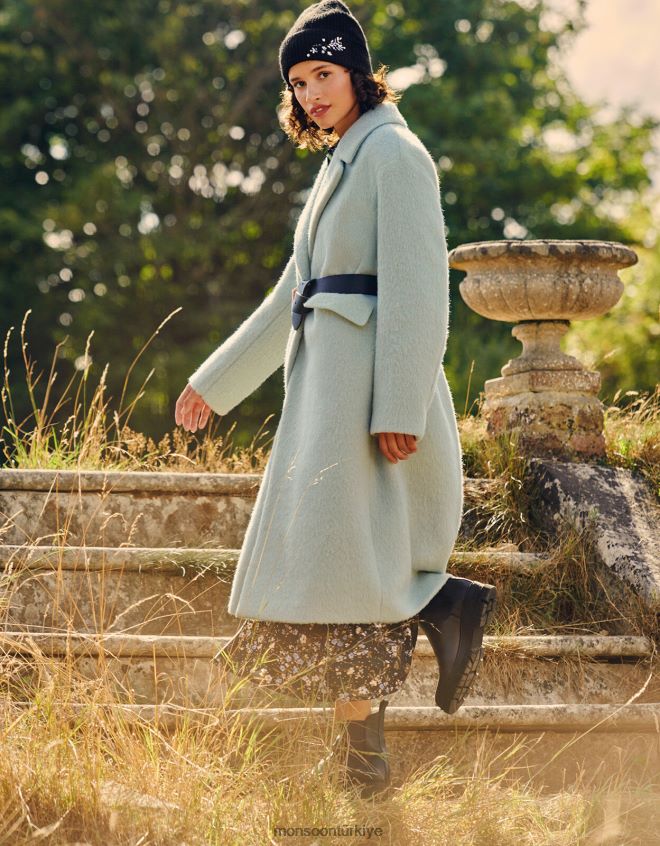 Monsoon kadınlar jenny geri dönüştürülmüş polyesterden fırçalanmış yünlü akıllı ceket JH86BT481 Giyim yeşil (nane)