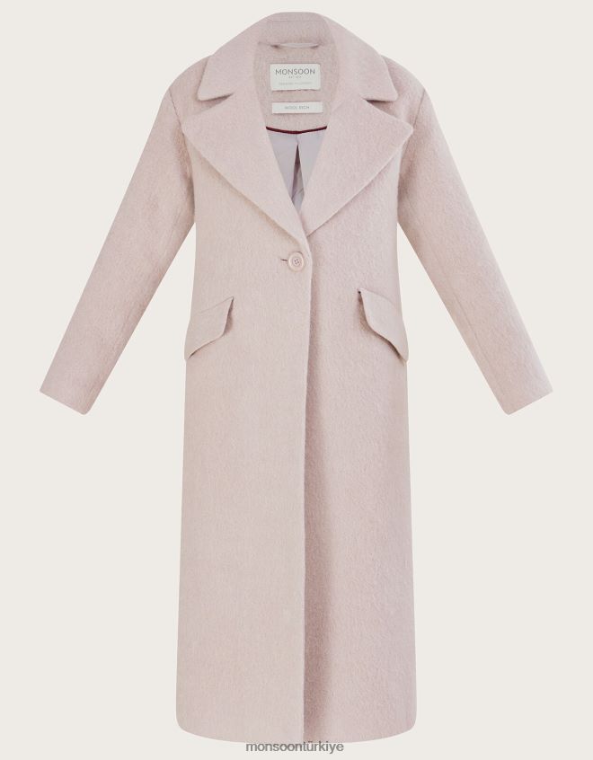 Monsoon kadınlar jenny geri dönüştürülmüş polyesterden fırçalanmış yünlü akıllı ceket JH86BT579 Giyim pembe