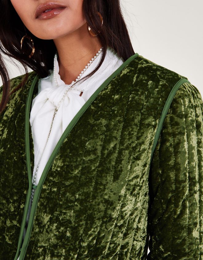 Monsoon kadınlar kadife kapitone ceket JH86BT77 Giyim yeşil