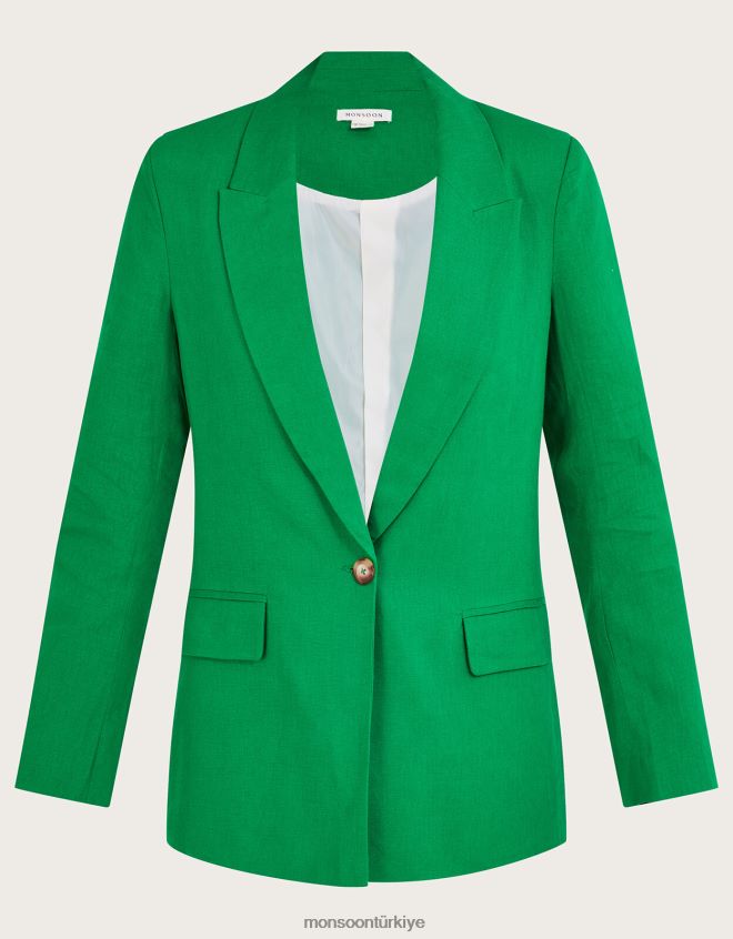 Monsoon kadınlar keten karışımlı Stella ceket JH86BT342 Giyim yeşil