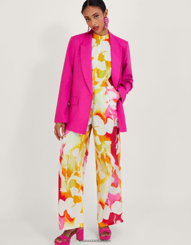 Monsoon kadınlar keten karışımlı Stella ceket JH86BT927 Giyim pembe