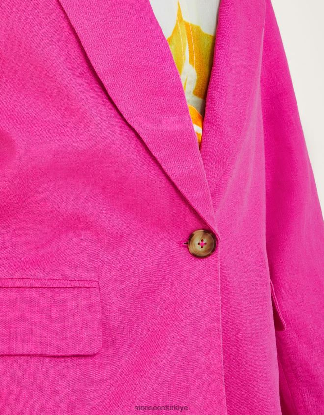 Monsoon kadınlar keten karışımlı Stella ceket JH86BT927 Giyim pembe