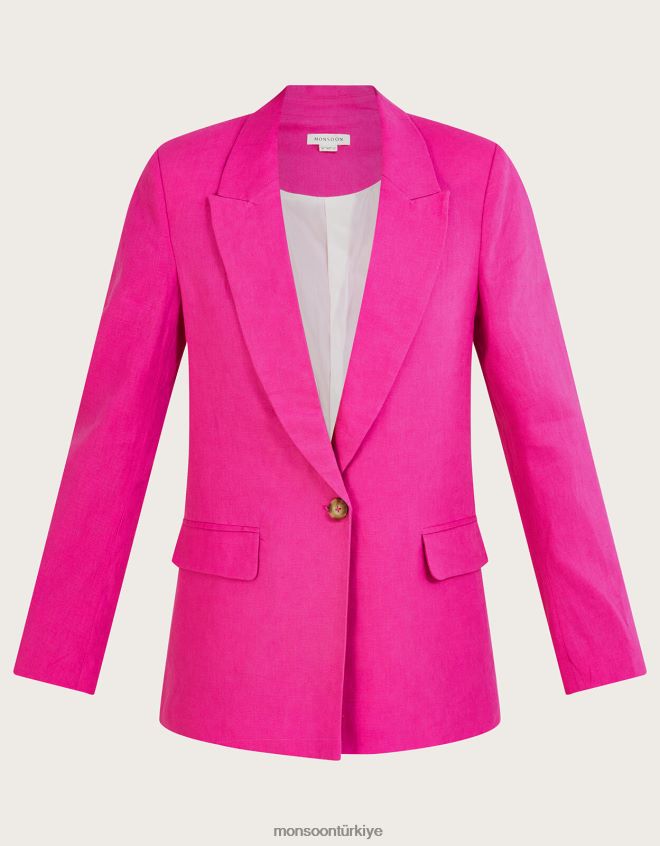 Monsoon kadınlar keten karışımlı Stella ceket JH86BT927 Giyim pembe