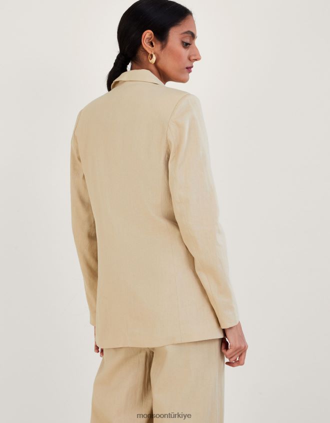 Monsoon kadınlar keten karışımlı jenny ceket JH86BT389 Giyim doğal taş)