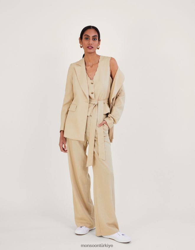 Monsoon kadınlar keten karışımlı jenny ceket JH86BT389 Giyim doğal taş)