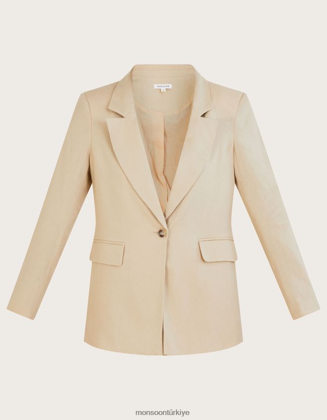 Monsoon kadınlar keten karışımlı jenny ceket JH86BT389 Giyim doğal taş)