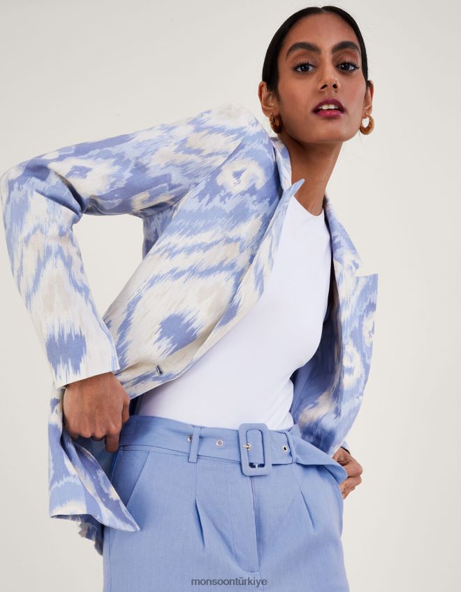 Monsoon kadınlar keten karışımlı peggy blazer JH86BT596 Giyim mavi