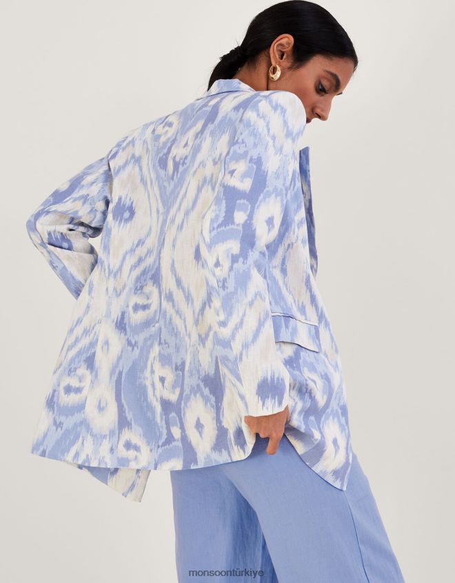 Monsoon kadınlar keten karışımlı peggy blazer JH86BT596 Giyim mavi