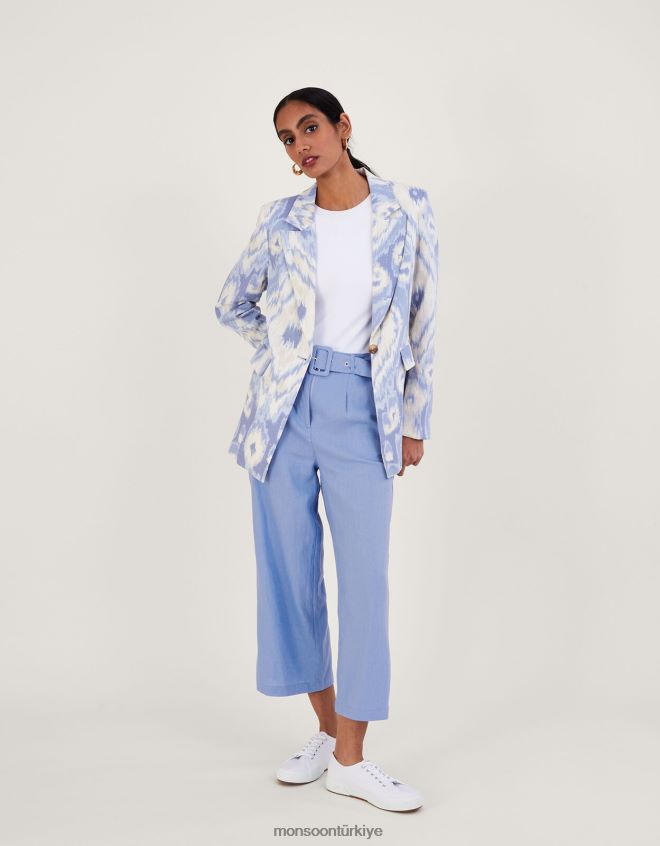 Monsoon kadınlar keten karışımlı peggy blazer JH86BT596 Giyim mavi