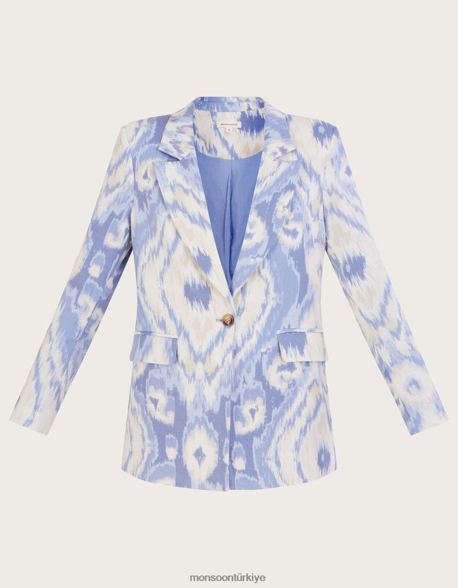 Monsoon kadınlar keten karışımlı peggy blazer JH86BT596 Giyim mavi