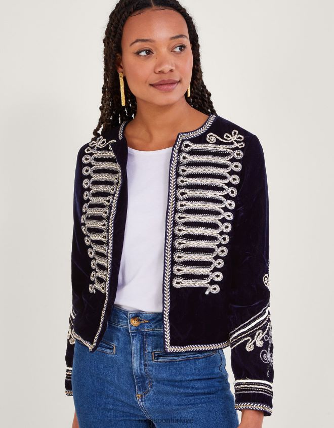 Monsoon kadınlar maya nakışlı askeri ceket JH86BT112 Giyim mavi (gece yarısı)