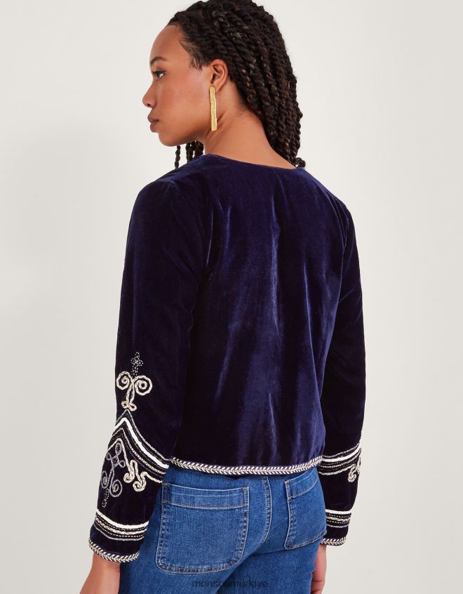 Monsoon kadınlar maya nakışlı askeri ceket JH86BT112 Giyim mavi (gece yarısı)