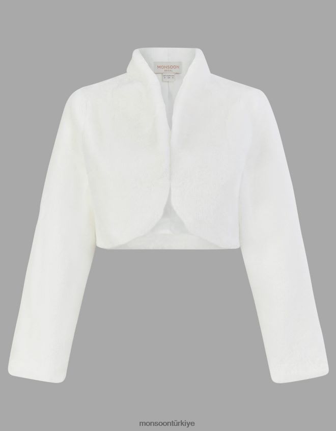 Monsoon kadınlar melanie suni kürk gelin ceketi JH86BT609 Giyim fildişi