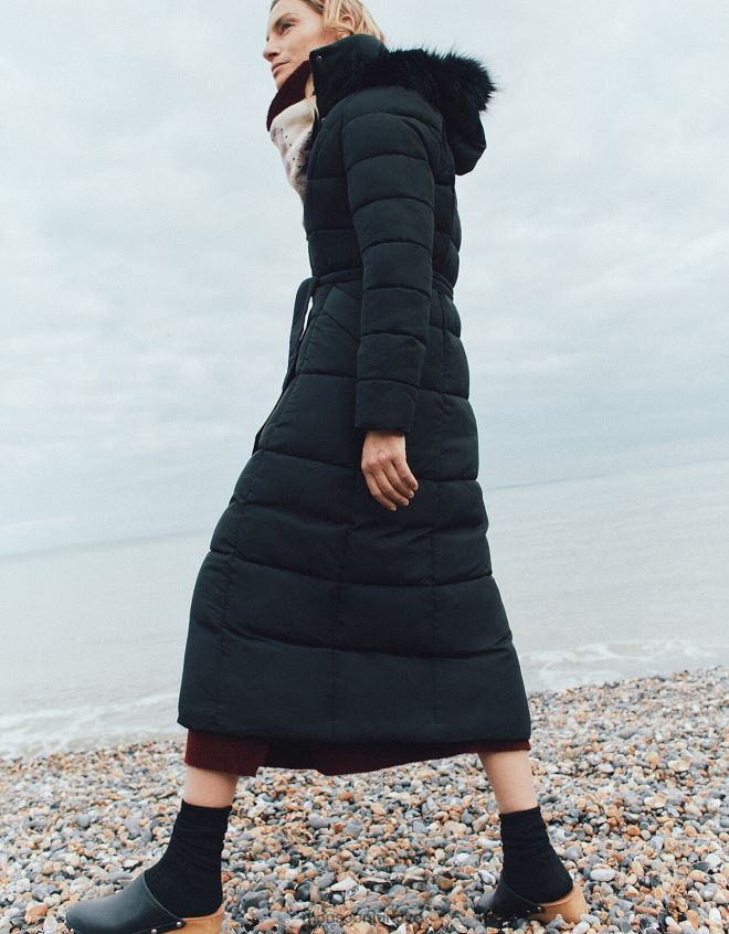 Monsoon kadınlar morgan kapüşonlu yastıklı maxi ceket JH86BT672 Giyim siyah