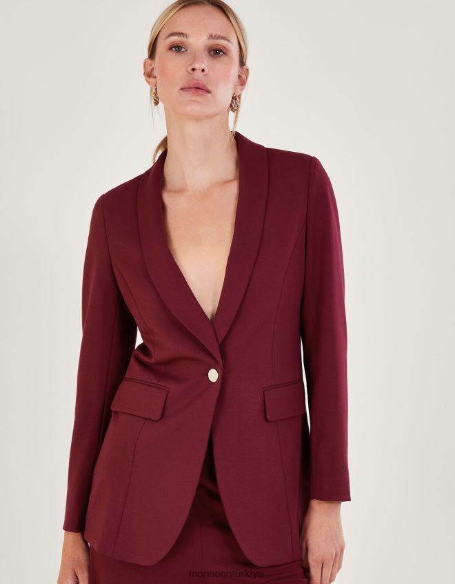Monsoon kadınlar paige tek göğüslü ponte blazer JH86BT50 Giyim kırmızı (dut)