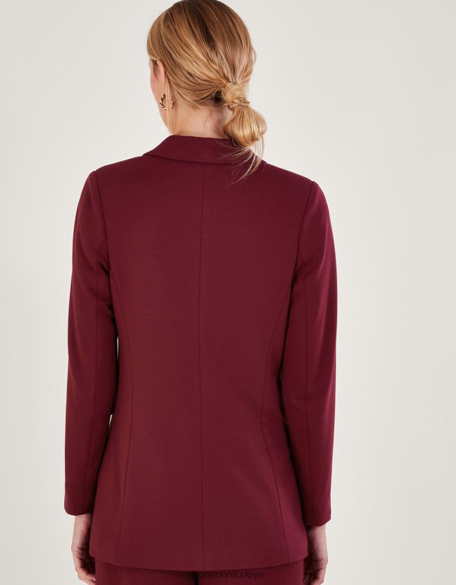 Monsoon kadınlar paige tek göğüslü ponte blazer JH86BT50 Giyim kırmızı (dut)