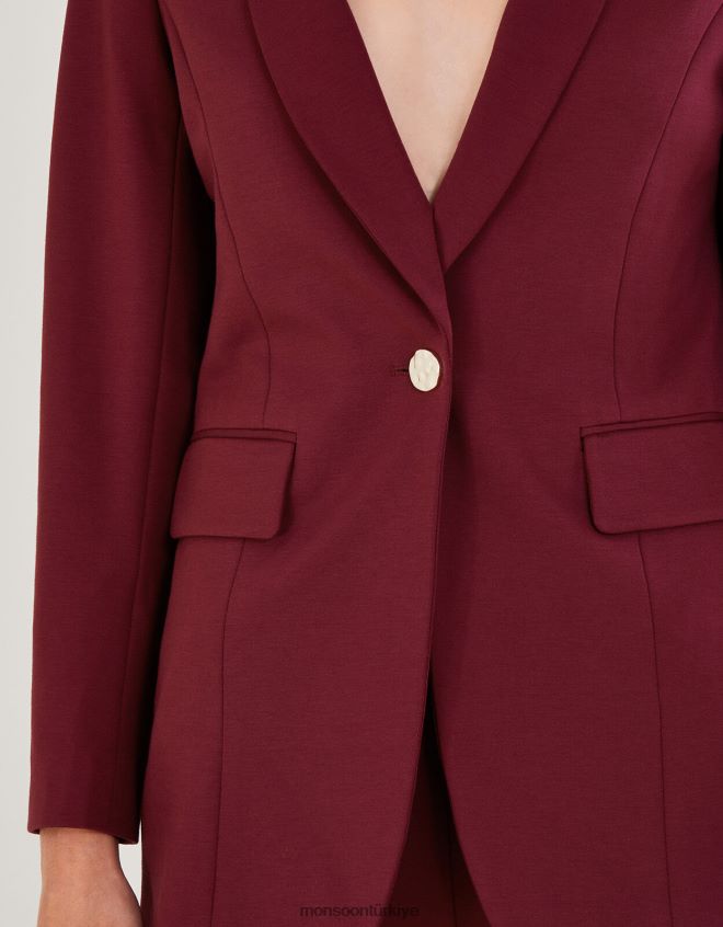 Monsoon kadınlar paige tek göğüslü ponte blazer JH86BT50 Giyim kırmızı (dut)