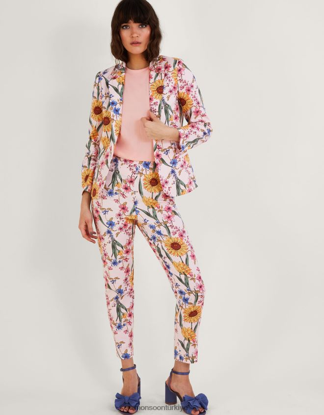 Monsoon kadınlar sürdürülebilir pamuklu leilah ayçiçeği desenli ceket JH86BT1076 Giyim pembe (allık)