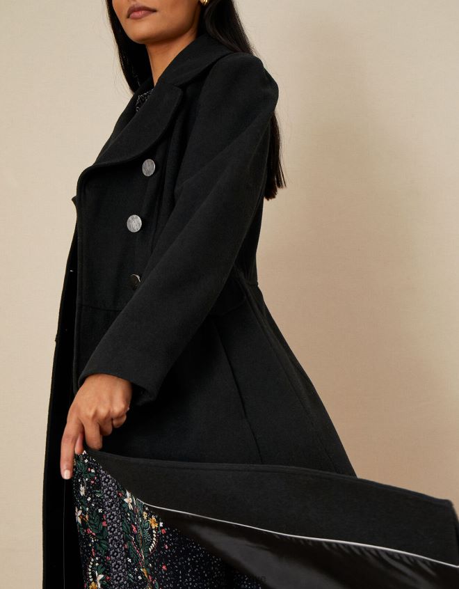 Monsoon kadınlar samantha etekli ceket JH86BT446 Giyim siyah