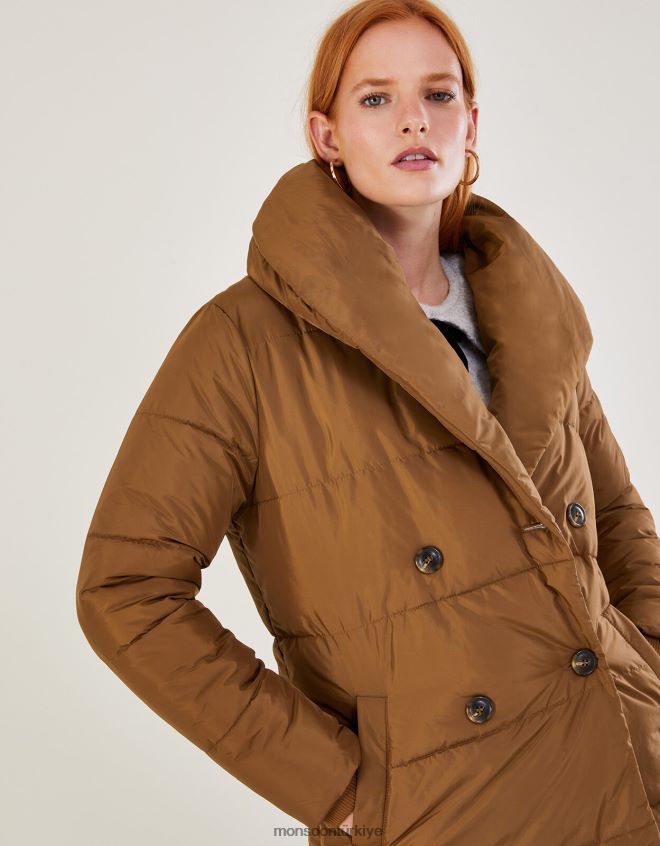 Monsoon kadınlar shannon şal yaka dolgulu ceket JH86BT632 Giyim deve (karamel)