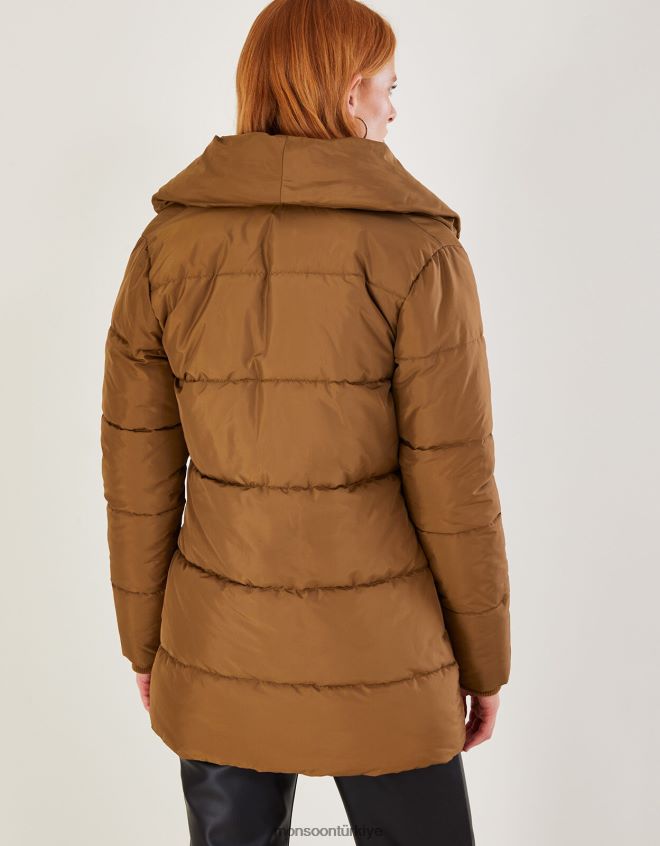 Monsoon kadınlar shannon şal yaka dolgulu ceket JH86BT632 Giyim deve (karamel)